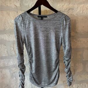 White House Black Market Heather Gray Long Sleeve Top